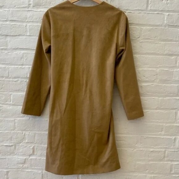 Marei 1998 Faux Suede Robe Jacket Coat in Tan Brown Vegan Sustainable Leather - Picture 3 of 14